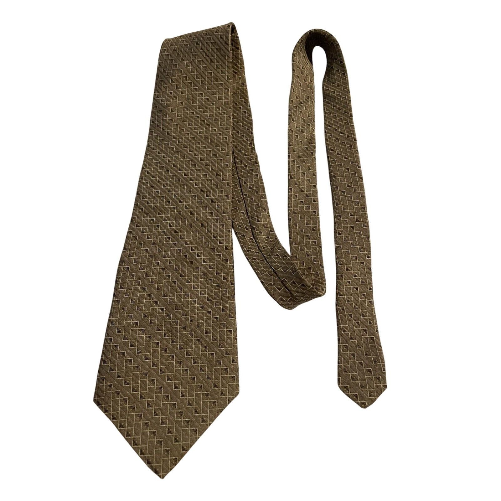 Bill Blass BILL BLASS Brown Tan Men’s Imported Silk Necktie Size ONE SIZE - 3 Thumbnail