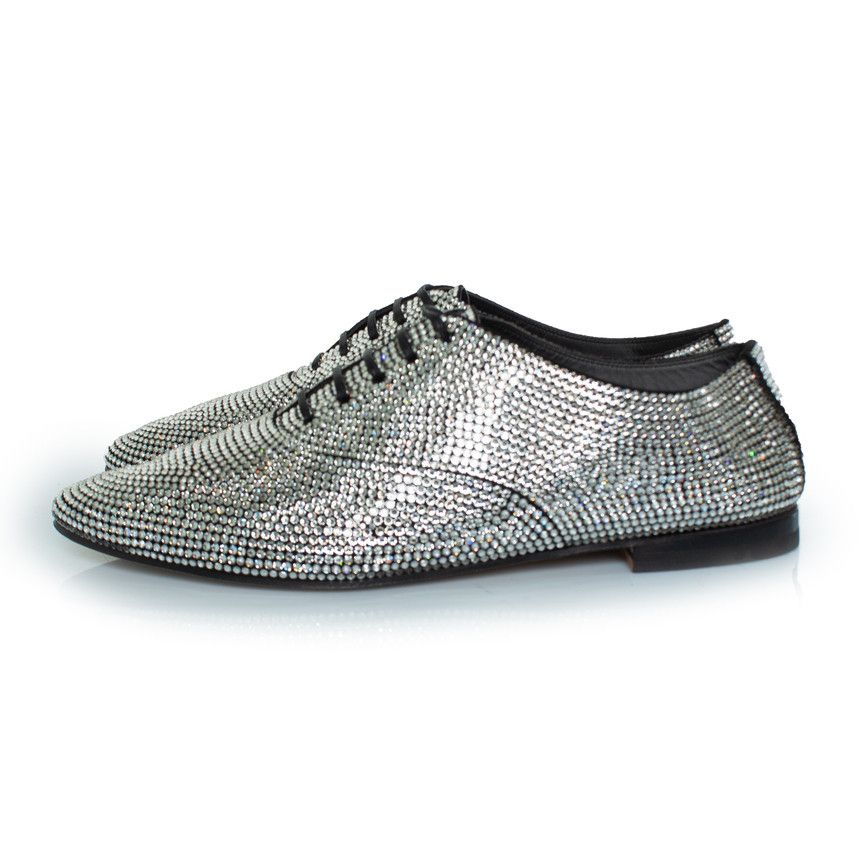 Saint Laurent Paris Saint Laurent, Lace up rhinestone derby Size US 11 / EU 44 - 2 Thumbnail