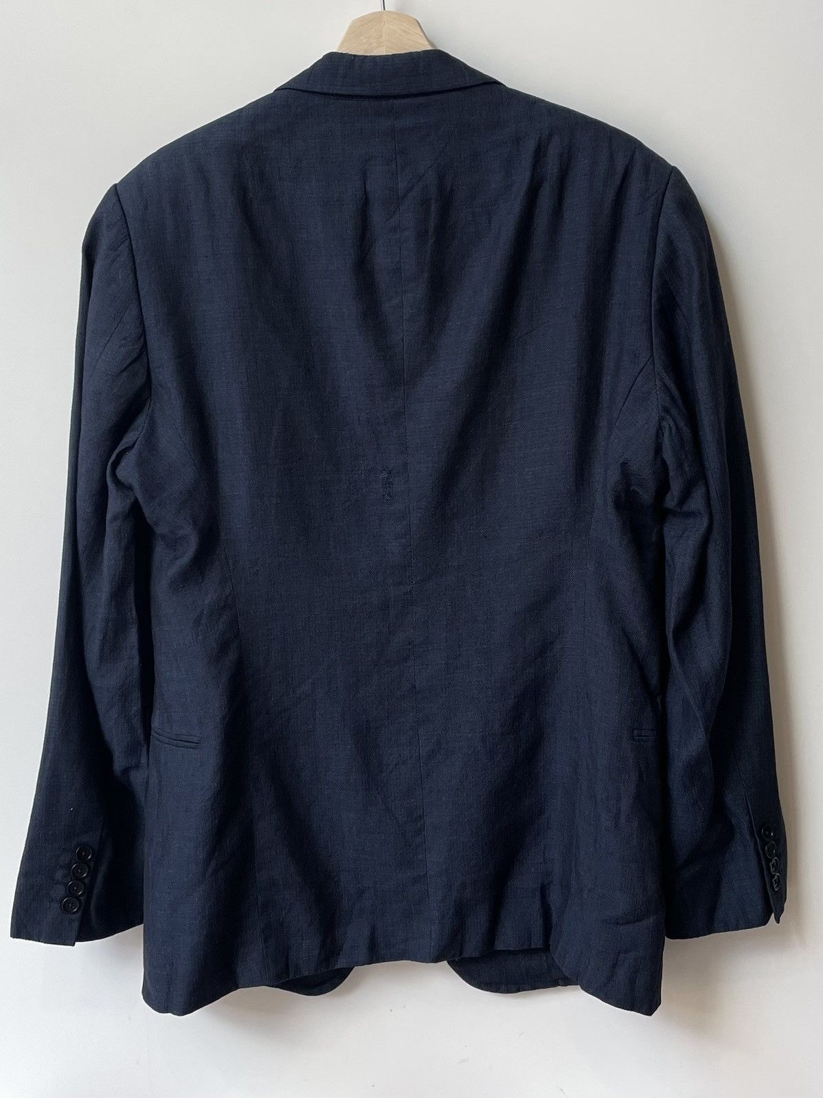 Armani Collezioni Vintage Armani Linen Blue Blazer Size L / US 10 / IT 46 - 3 Thumbnail