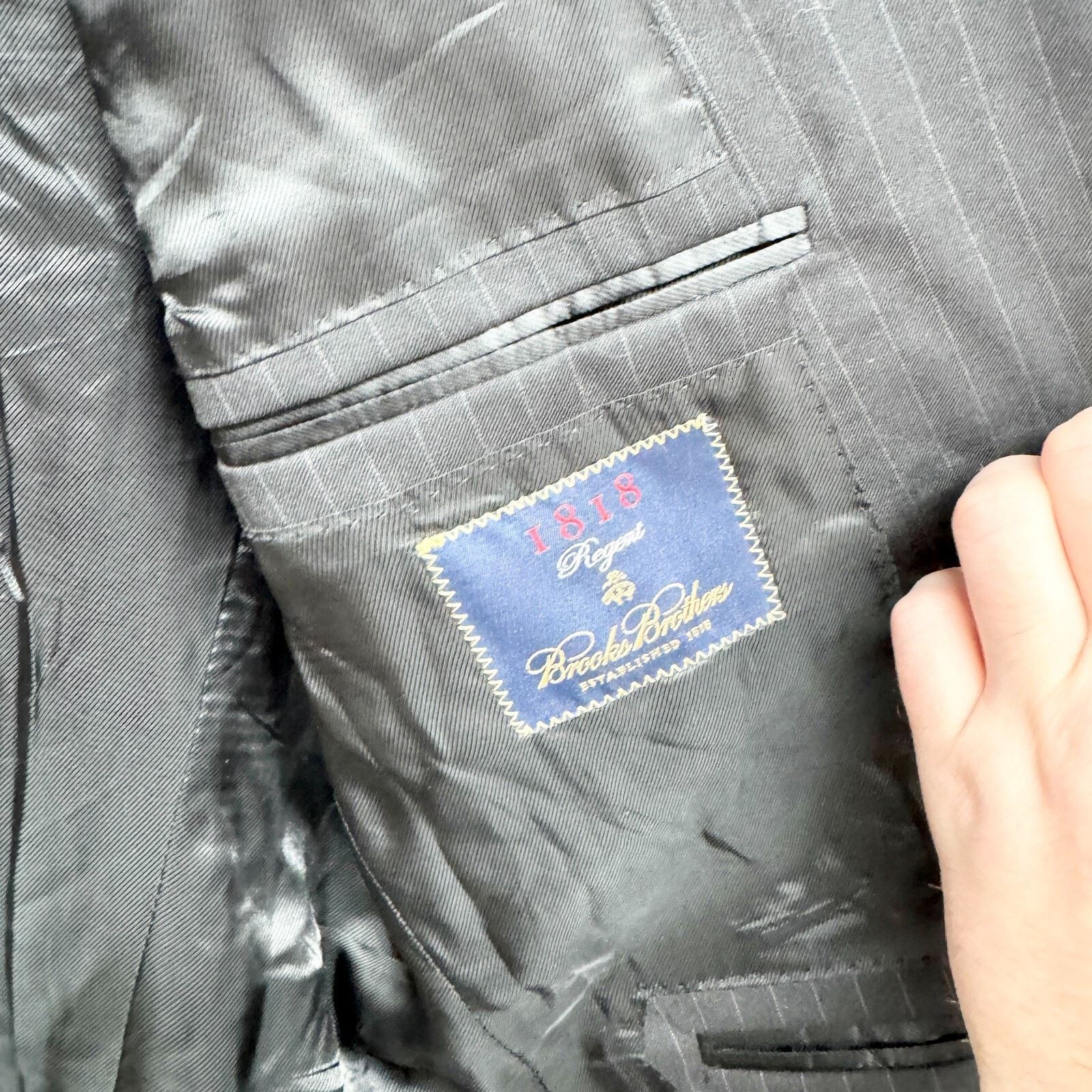 Brooks Brothers Brooks Brothers Suit Jacket 40R Black Single Breasted Stripe Size 40R - 4 Thumbnail