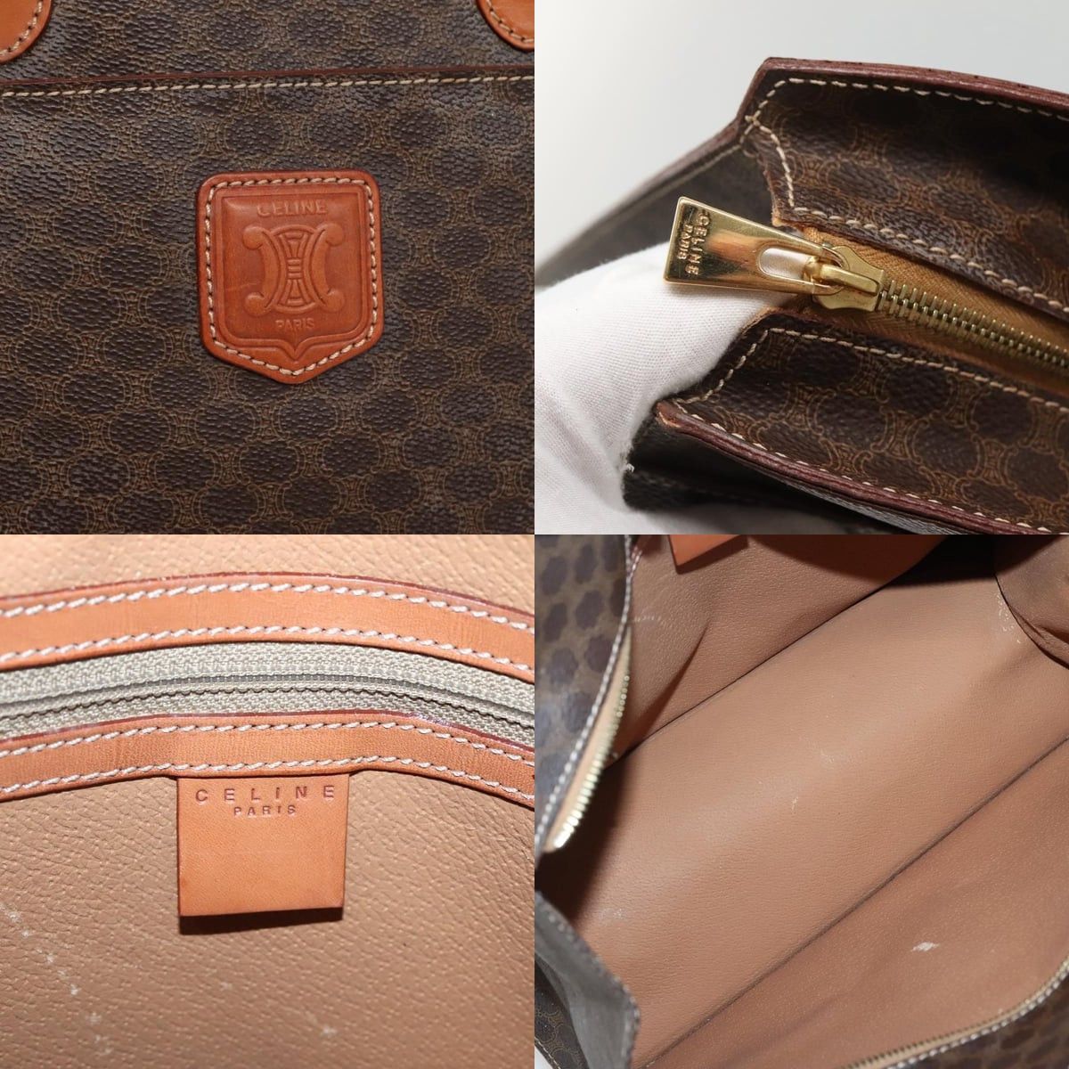 Celine CELINE Macadam Canvas Hand Bag Pvc Leather Brown Gold Size ONE SIZE - 11 Thumbnail
