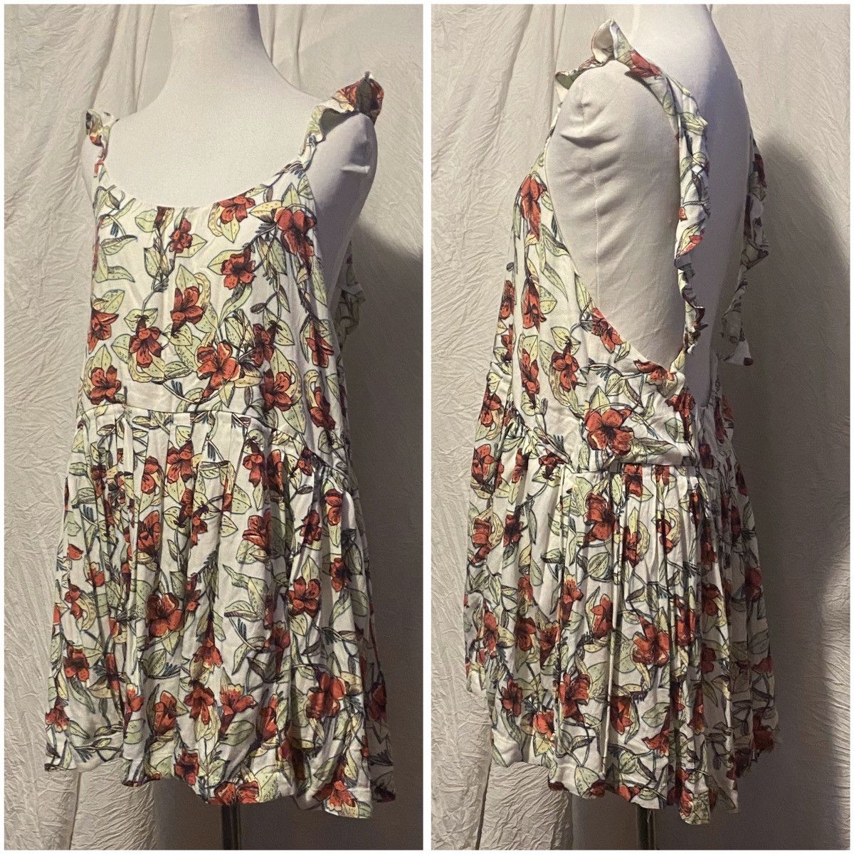 Free People Free People, Flowy, Floral, Ruffled Oversized Mini Sundress Size S / US 4 / IT 40 - 4 Thumbnail