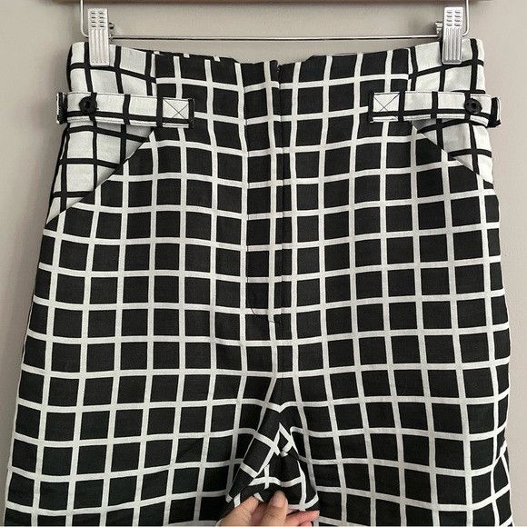 Designer Kaelen NYC Black White Grid Pattern Cropped Pants - 4 Size 27" / US 4 / IT 40 - 3 Thumbnail
