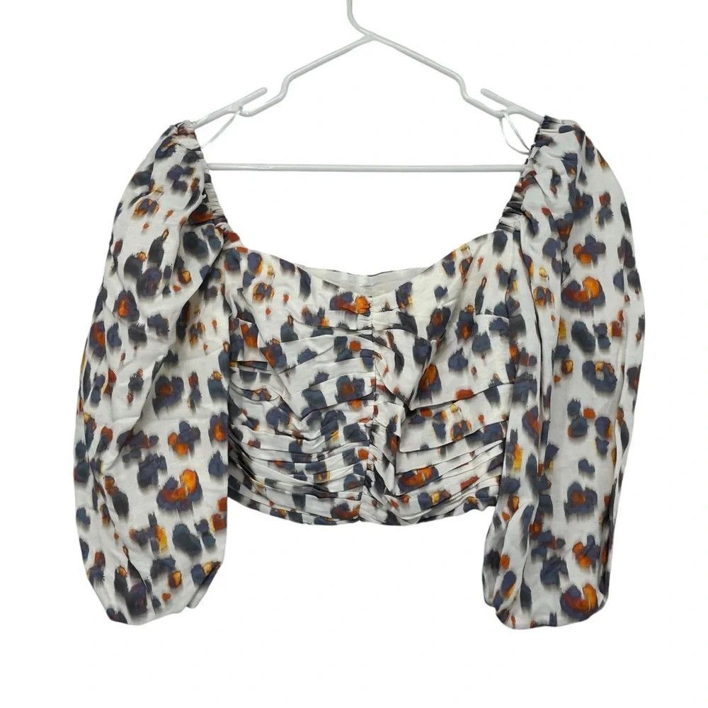 NOCTURNE NOCTURNE LEOPARD PATTERN RUCHED CROPPED TOP BLOUSE Size XS / US 0-2 / IT 36-38 - 7 Thumbnail