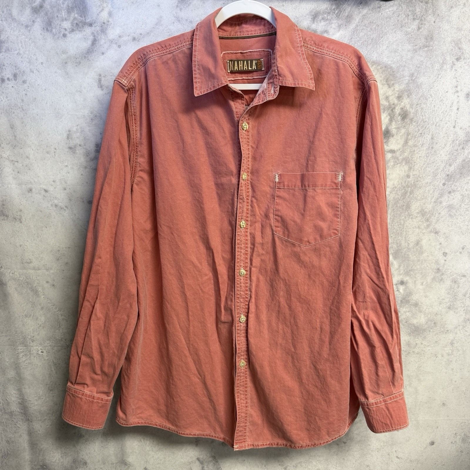 Kahala Kahala 1936 Button Up Shirt Mens L 25x30.5 Pink Long Sleeve Size US L / EU 52-54 / 3 - 1 Thumbnail