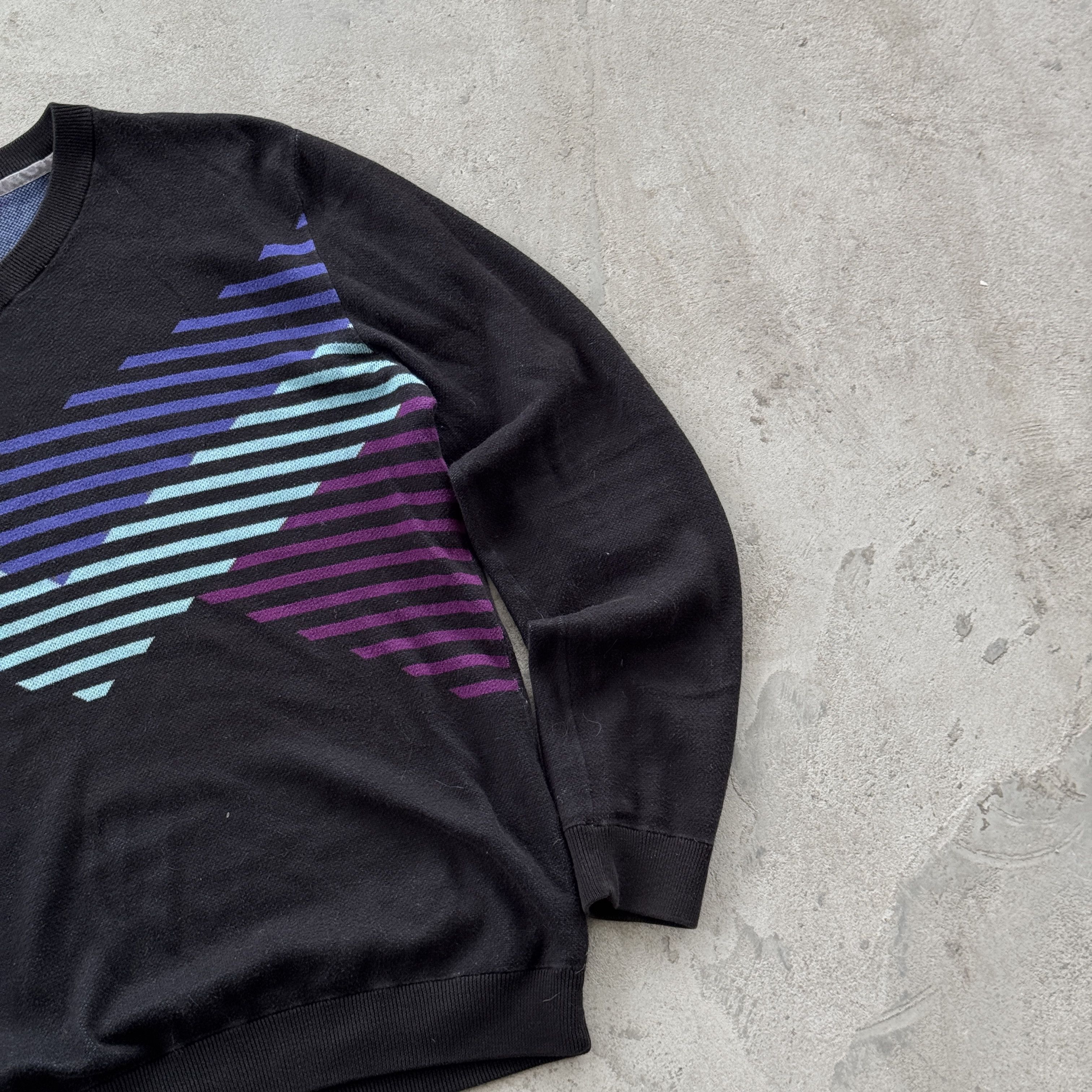 Oakley Oakley Vintage V Neck Sweater Striped Knit Black M Size US M / EU 48-50 / 2 - 2 Thumbnail