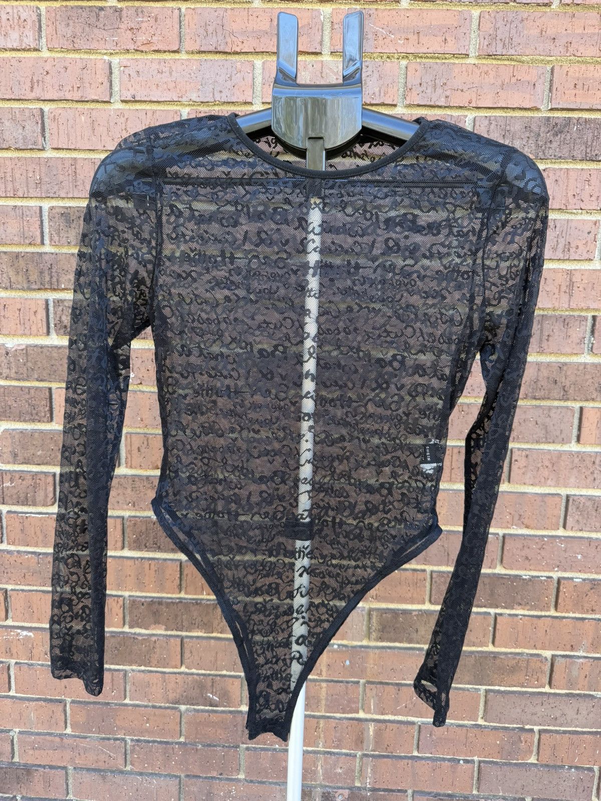 Shein Black Sheer Lace Mesh Long Sleeve Bodysuit Womens Size Large Size L / US 10 / IT 46 - 5 Thumbnail