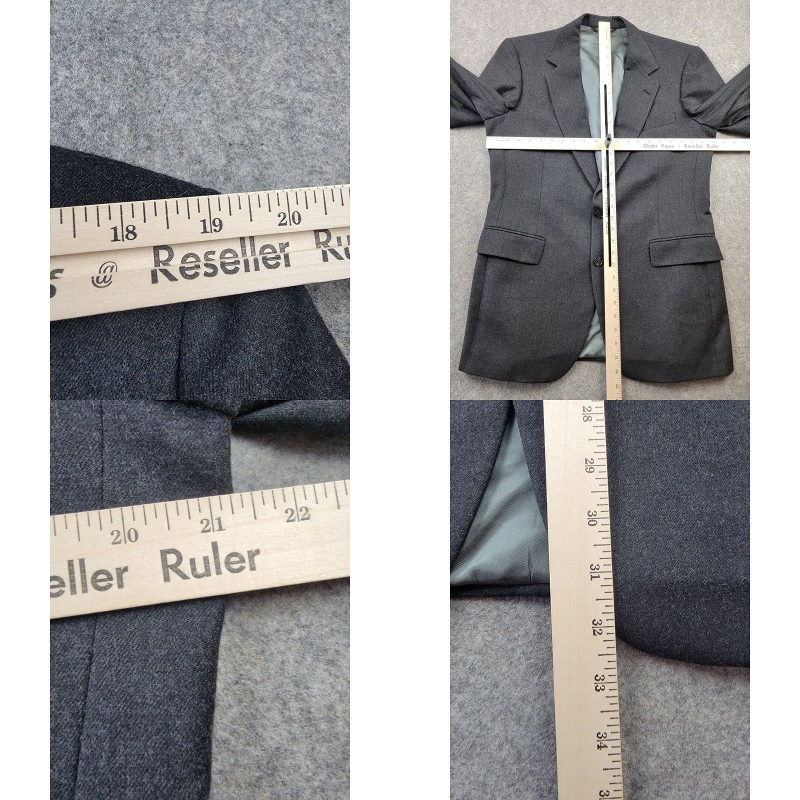 Vintage Nino Cerruti Rue Royale Suit Jacket Mens 42 R Gray Wool Single-Breasted 2-Button Notch Lapel Regular, Vintage: No, Dry Clean Only Size 42R - 9 Thumbnail