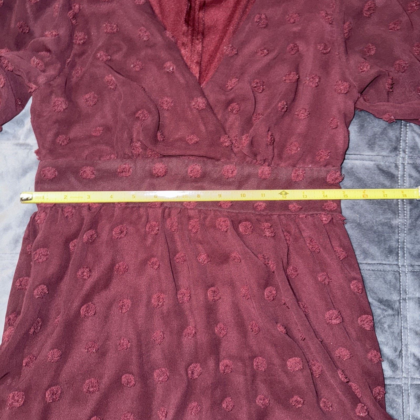 Other Speechless Dress Burgundy Size 7 Y2K Vibe Swiss Polka Dot Size M / US 6-8 / IT 42-44 - 11 Thumbnail