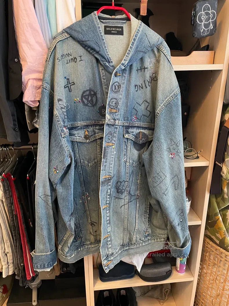 Balenciaga Balenciaga Hooded Denim Jacket Size US S / EU 44-46 / 1 - 1 Thumbnail