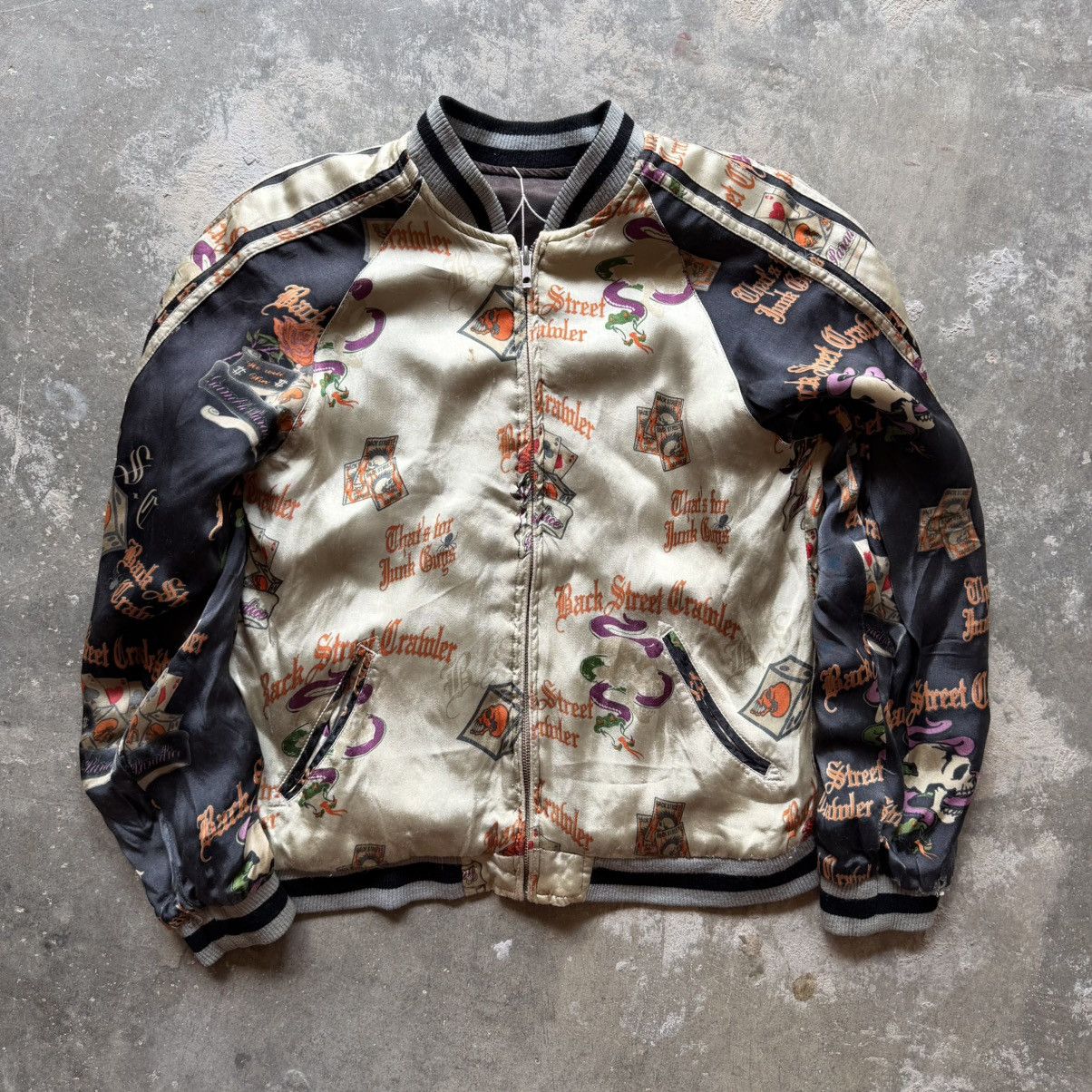 14th Addiction 🔥RARE🔥Back street cramber skull rayon sukajan jacket Size US M / EU 48-50 / 2 - 7 Thumbnail