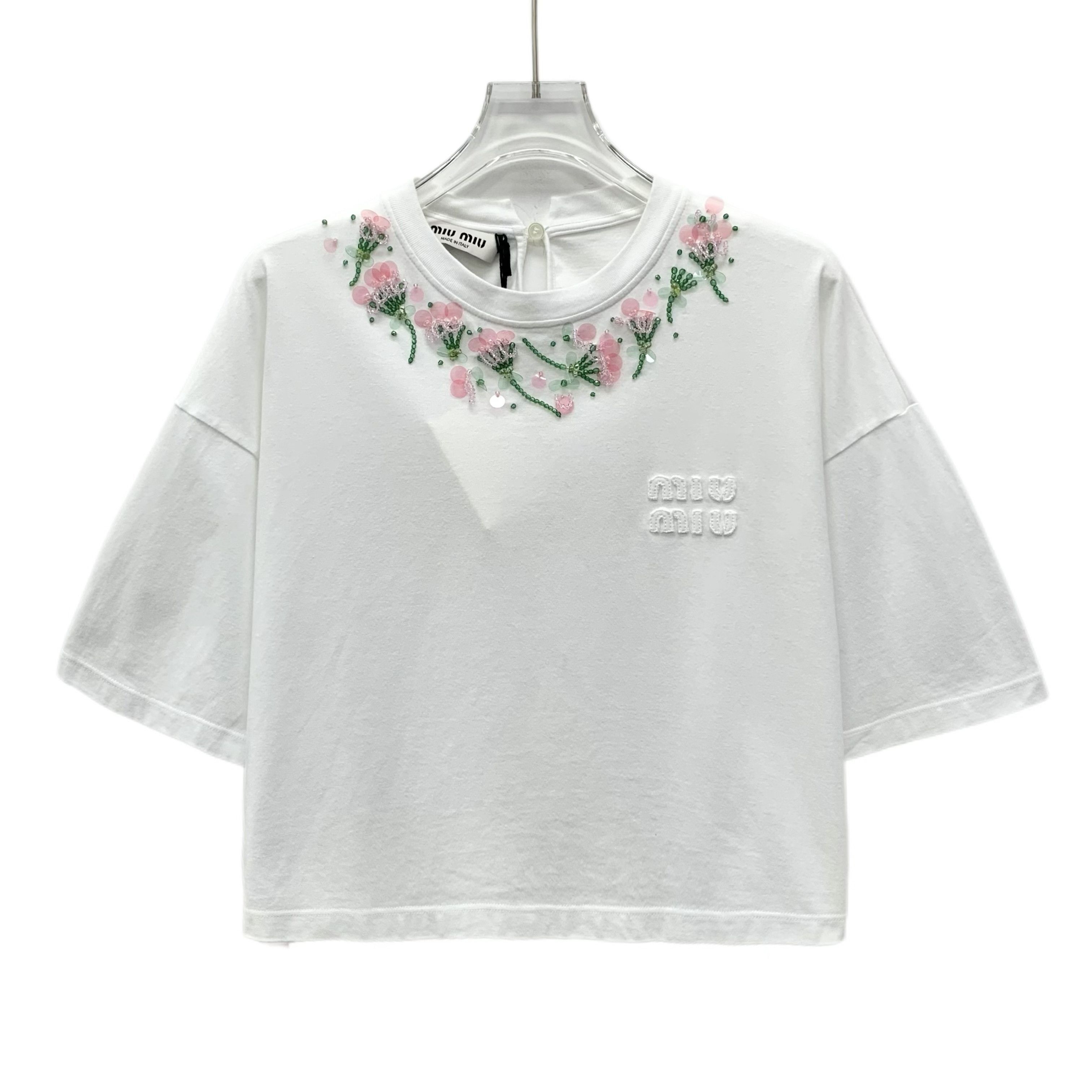 Miu Miu Fendi Colorblock Logo Jacquard Knit Short Sleeve Sweater M Size S / US 4 / IT 40 - 1 Thumbnail