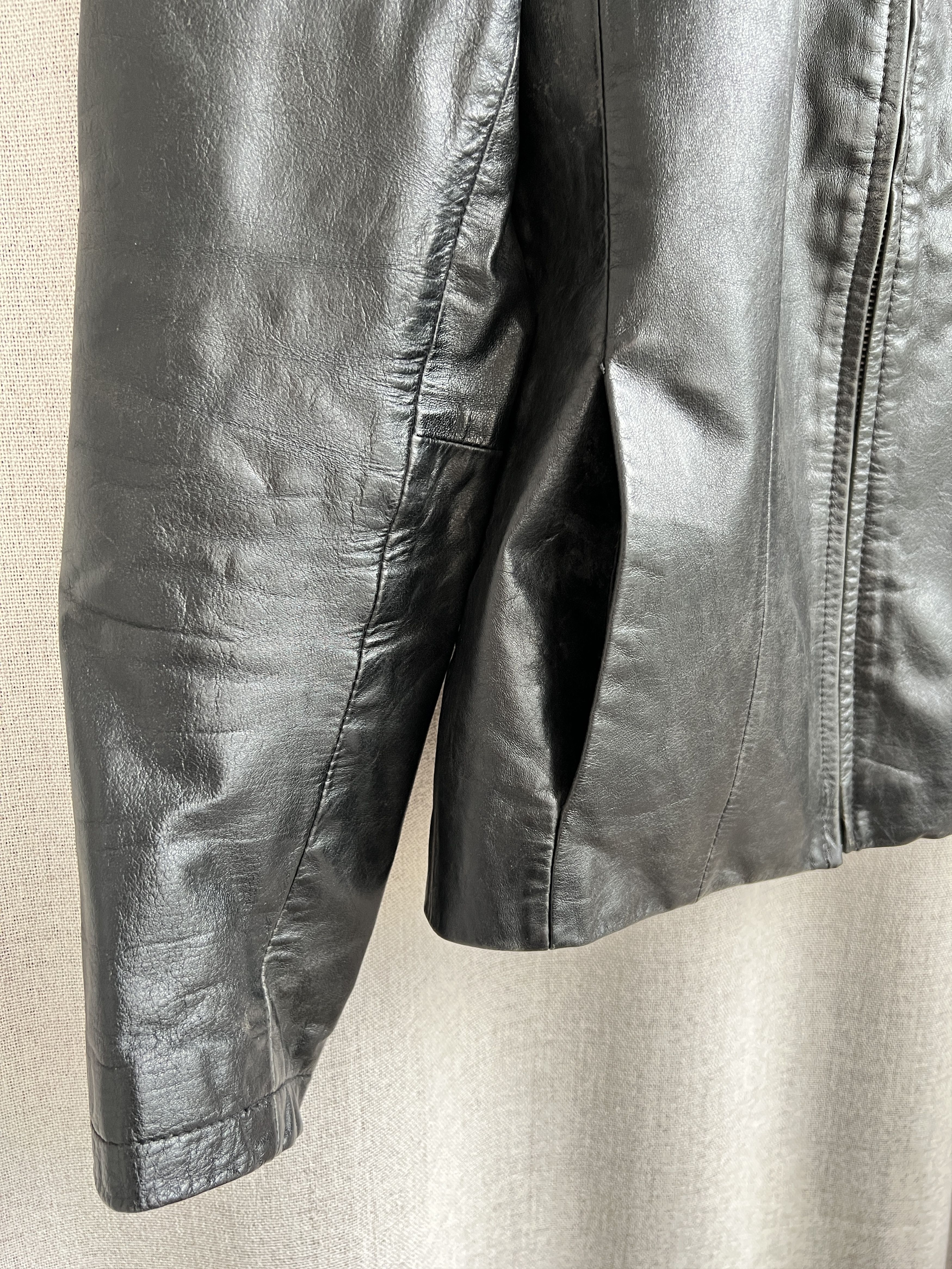 Vintage Vintage Y2K Avant Garde Black Leather Biker Jacket Size S / US 4 / IT 40 - 8 Thumbnail