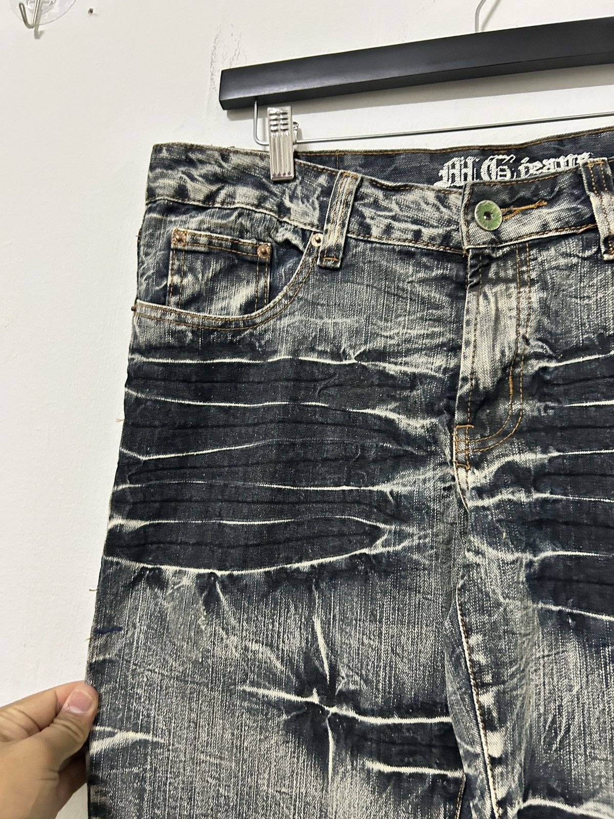 If Six Was Nine Vintage Japanese Flare Jeans Sick Acid Wash Design Size US 36 / EU 52 - 6 Thumbnail