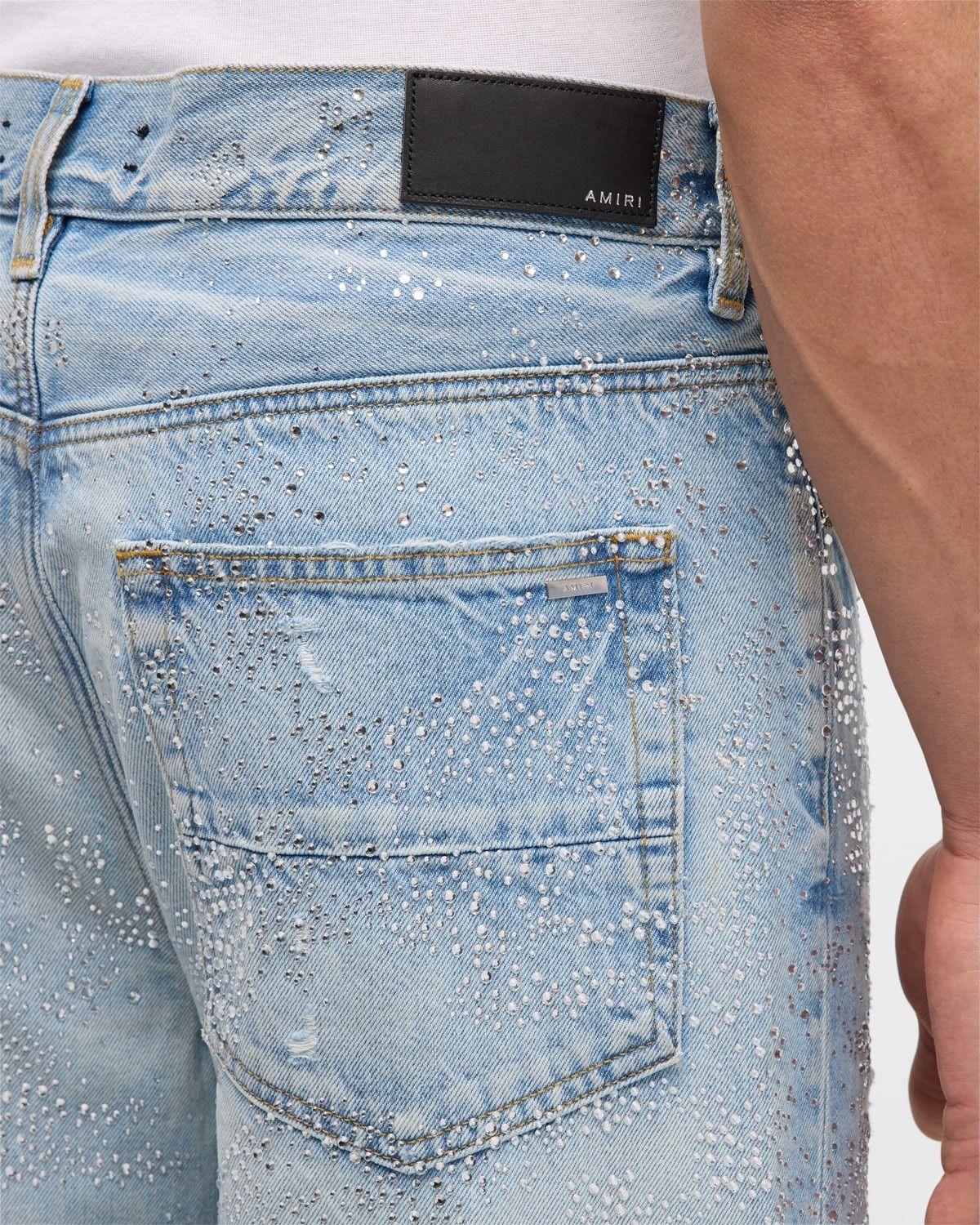 Amiri o1s1wg110525 Crystal-Embellished Repaired Baggy Jeans Blue Size US 32 / EU 48 - 8 Thumbnail