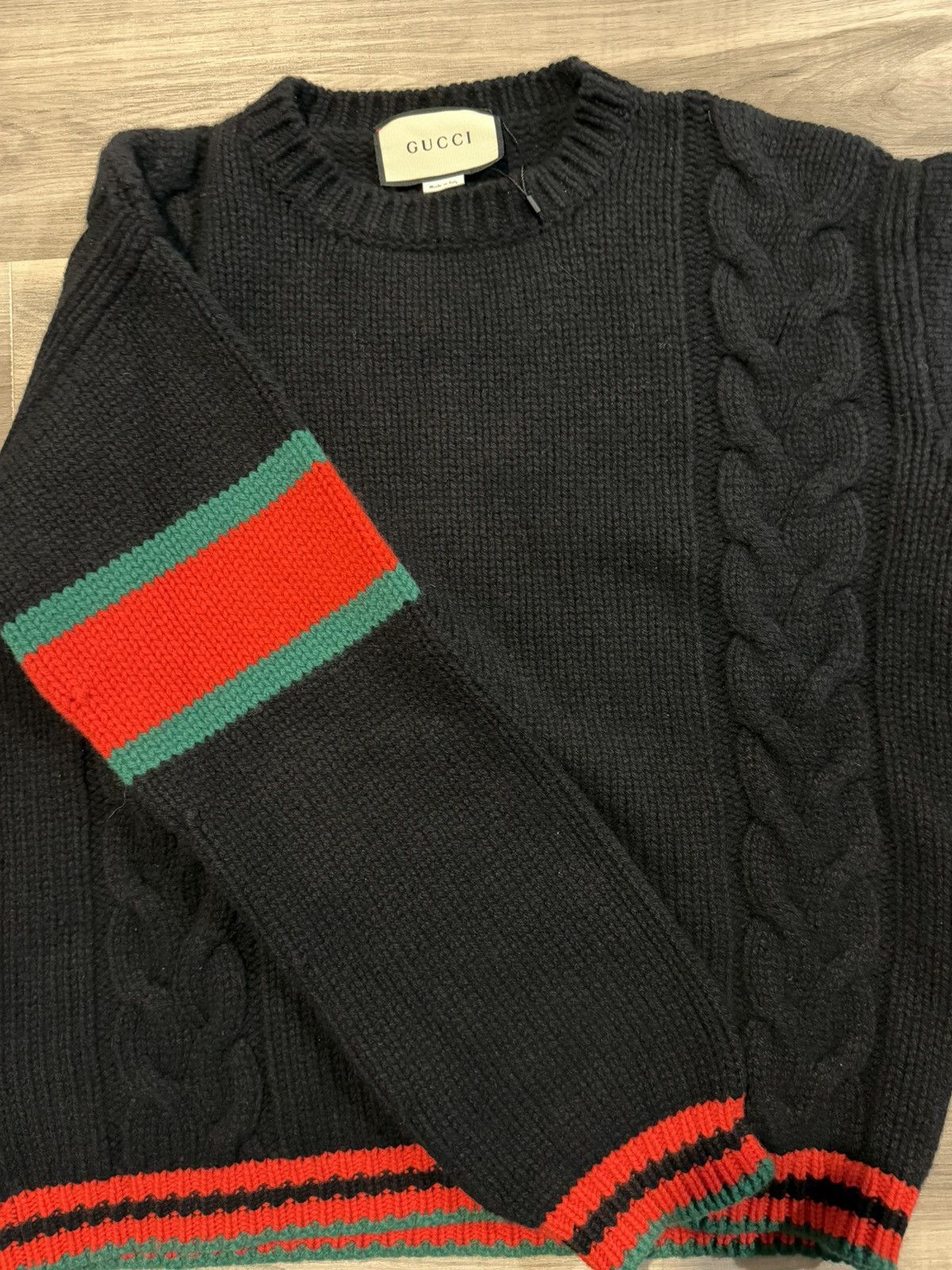 Gucci Gucci cable wool ‘striped logo’ knit sweater Size US S / EU 44-46 / 1 - 2 Thumbnail