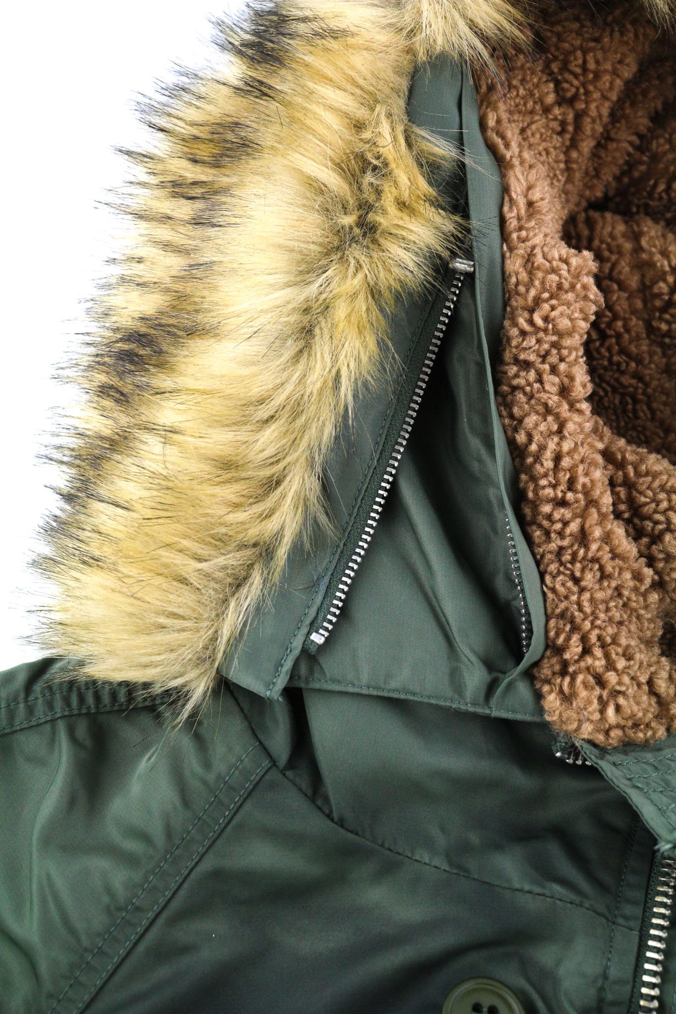 Diesel W-CLAUD L Oversized Washed Parka Faux Fur Hood Logo 40051 Size US L / EU 52-54 / 3 - 5 Thumbnail