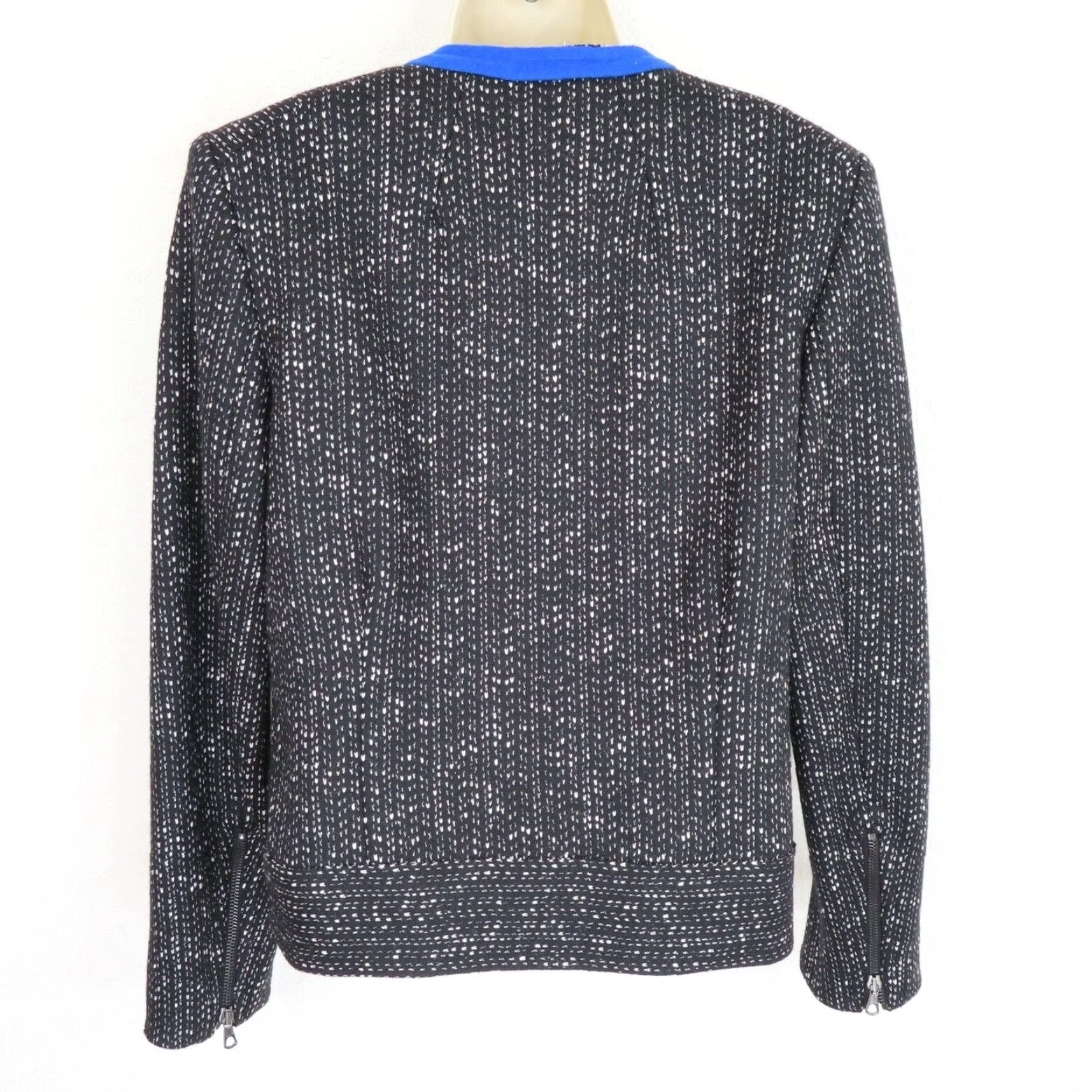 Rag & Bone Rag & Bone Womens Jacket 6 Black Blue Wool Tweed Snap Closure Pockets Zip Shirt? Size M / US 6-8 / IT 42-44 - 6 Thumbnail
