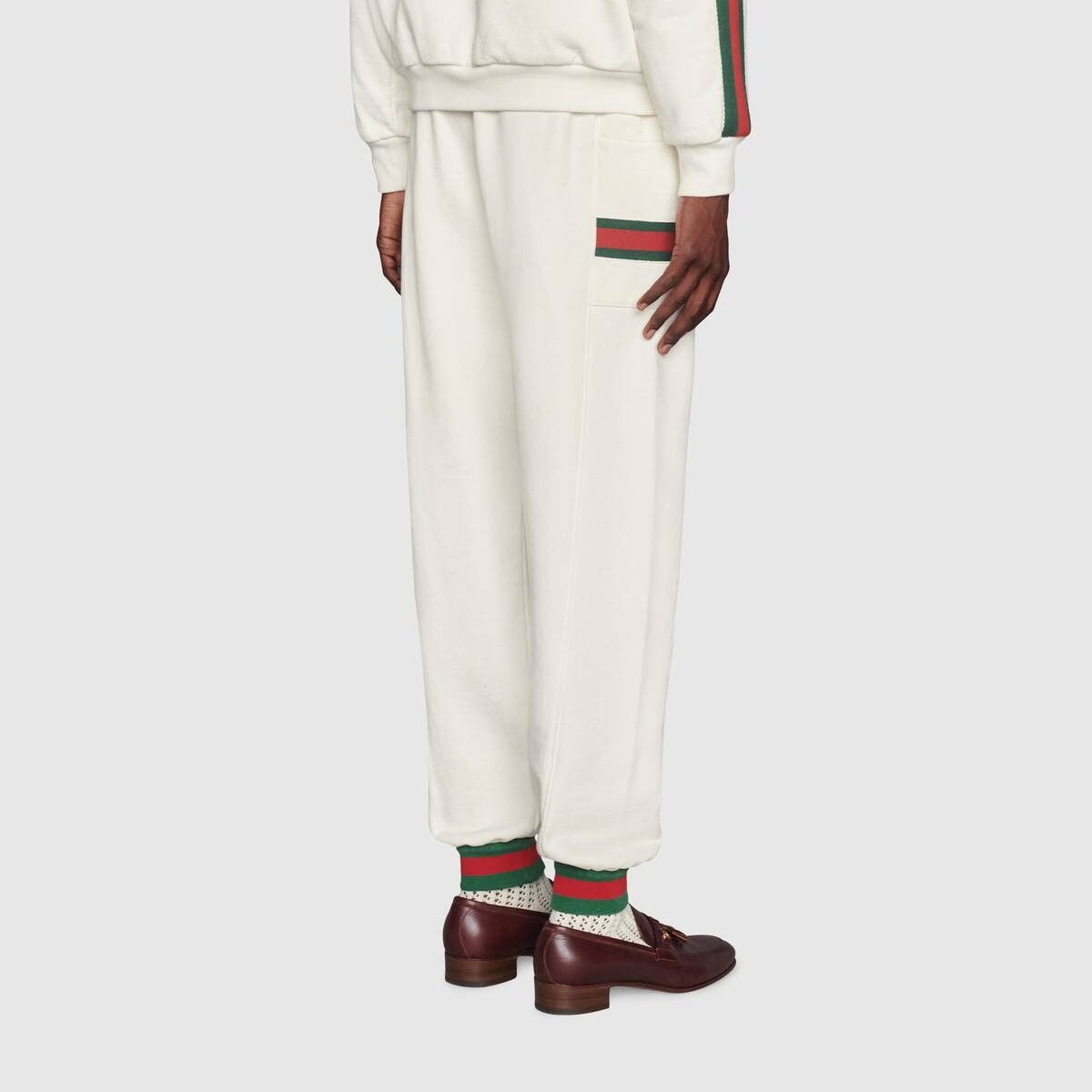 Gucci o1mt1gz0725 Jersey Jogging pant With Web in White Size US 32 / EU 48 - 4 Thumbnail
