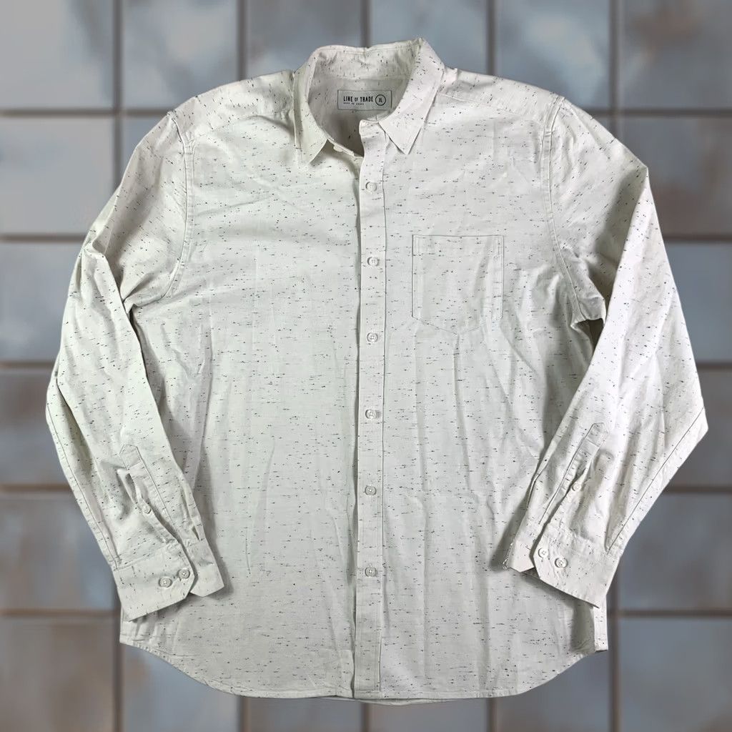 Vintage Line of Trade Shirt Mens XL Button Up Long Sleeve Heathered White Size US XL / EU 56 / 4 - 1 Thumbnail