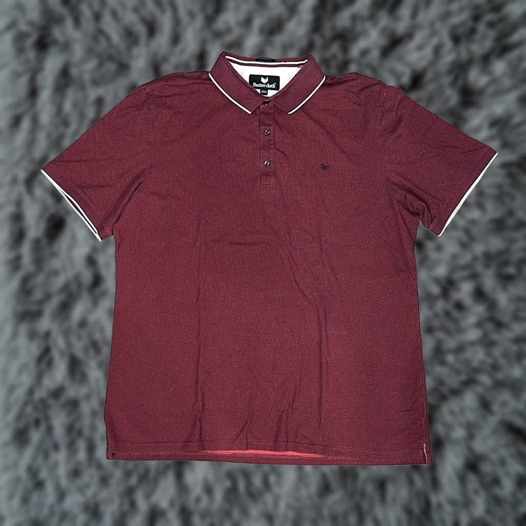 Vintage Buttercloth Polo Icy Cotton 2XL Men's Red Maroon/Black Cotton Shirt Shirt Size US XXL / EU 58 / 5 - 1 Thumbnail