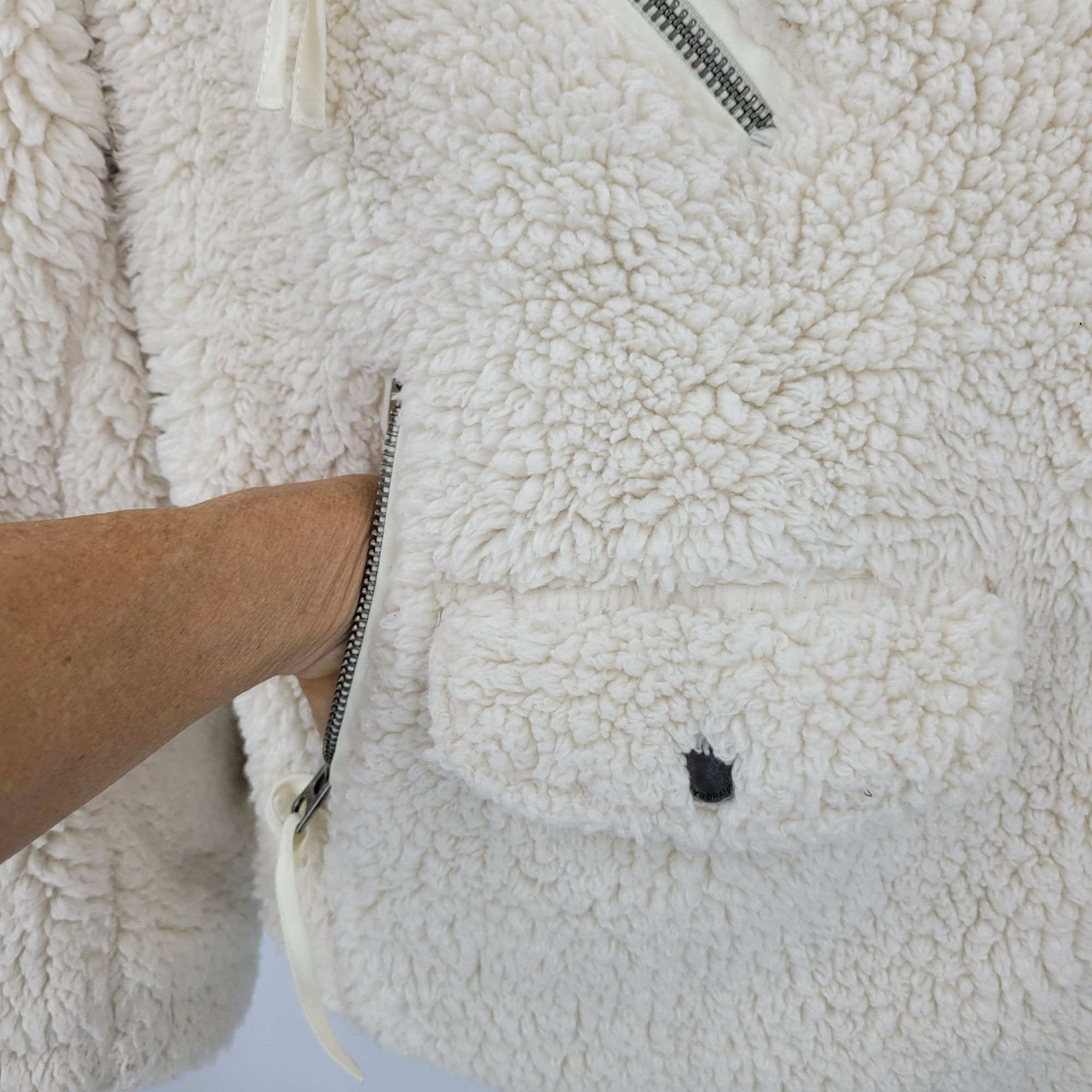 Lucky Brand Lucky Brand Ivory Vegan Faux Shearling Sherpa Moto Jacket Wo Size L / US 10 / IT 46 - 8 Thumbnail