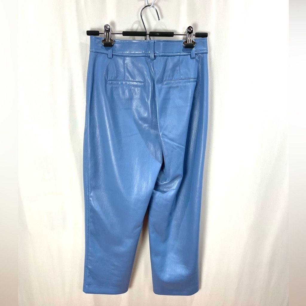 Other Babaton Command Blue Faux Leather Straight Ankle Pants US 6 Size 28" / US 6 / IT 42 - 3 Thumbnail