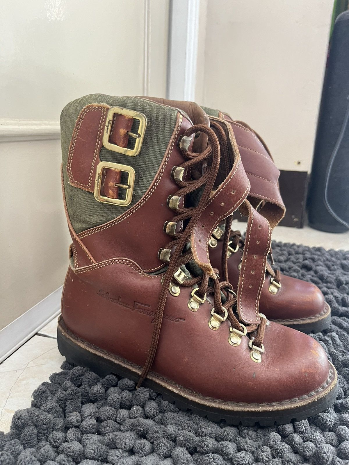 Salvatore Ferragamo Women's SALVATORE FERRAGAMO Brown Leather High Top Boots Size US 7 / IT 37 - 3 Thumbnail
