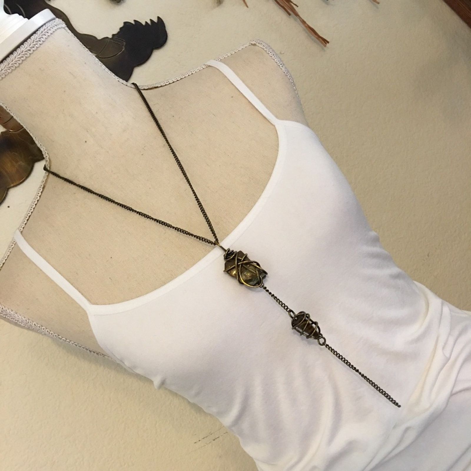 Jewelry Vintage antique gold wire wrapped agate necklace Size ONE SIZE - 3 Thumbnail