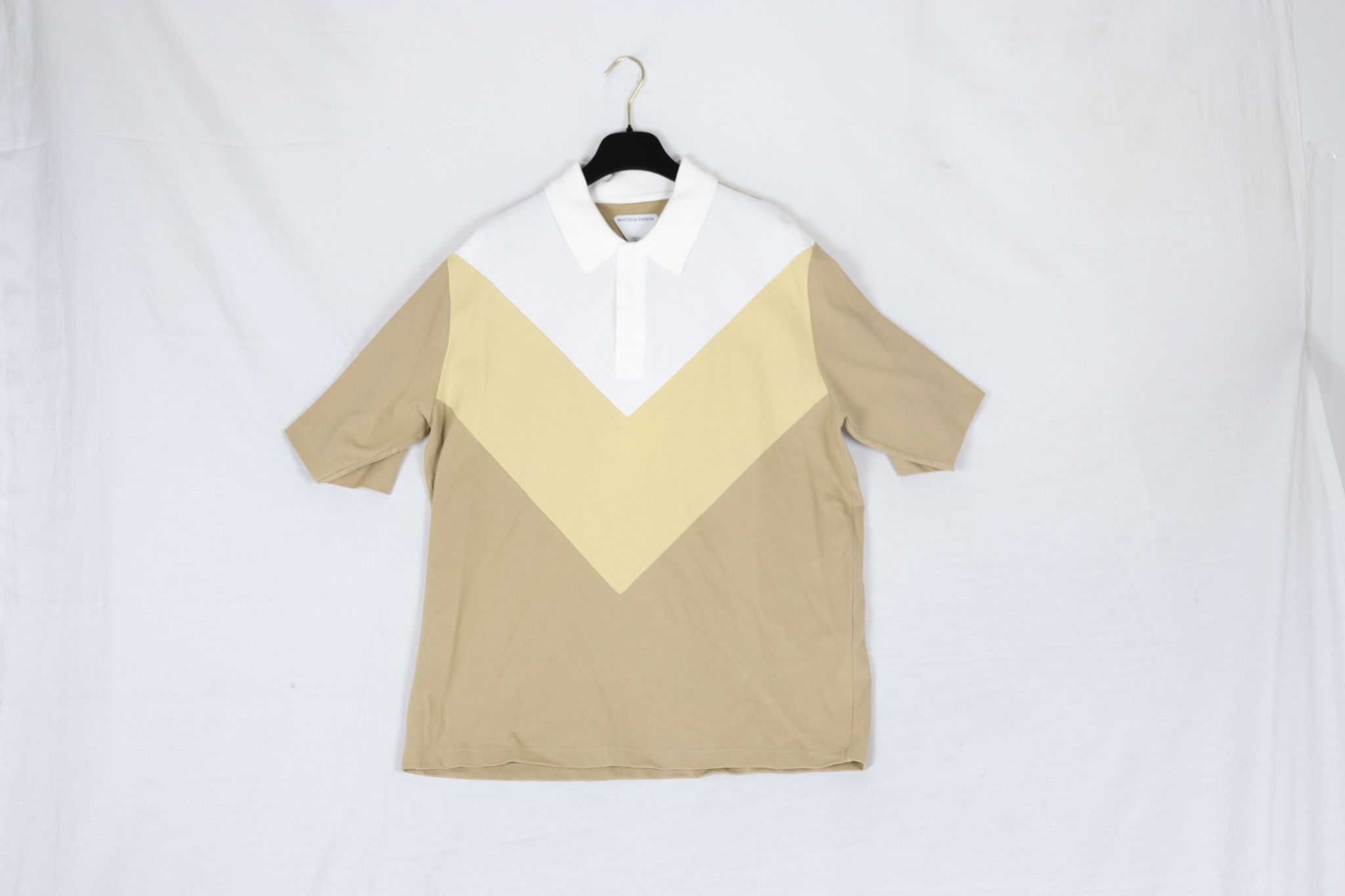 image of Bottega Veneta Chevron Cotton Piquet Polo In Multicolor, Men's (Size Medium)