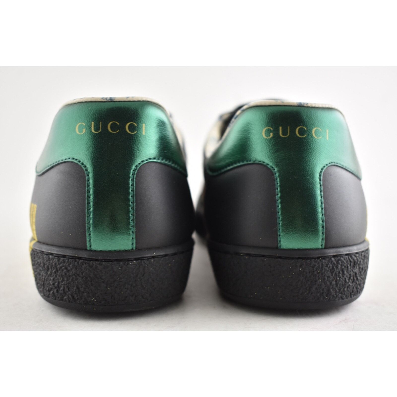 Gucci Gucci Mens Black New Ace Guccy Leather Gold Flat Low Size US 8 / EU 41 - 11 Thumbnail