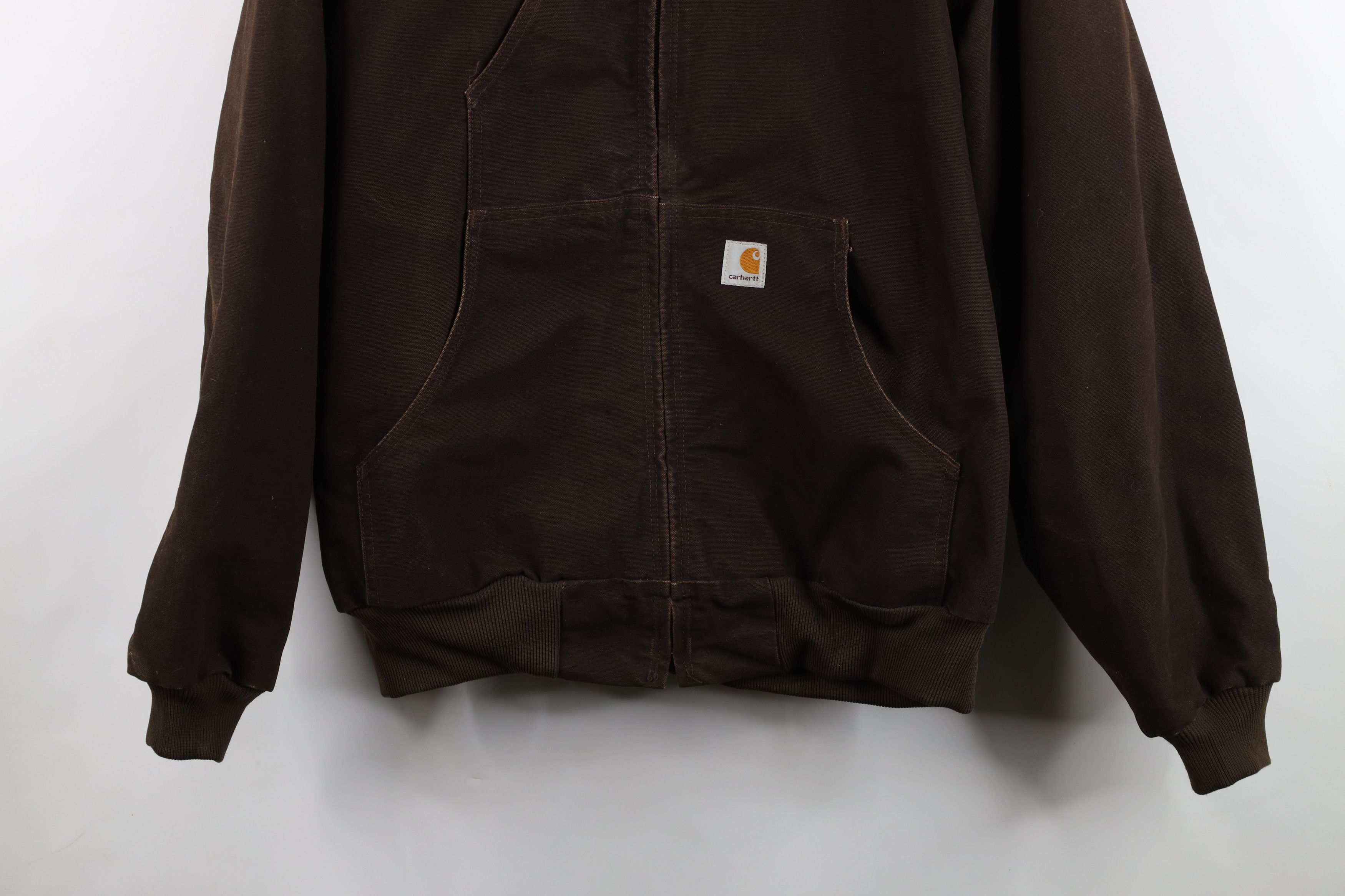 Carhartt Vintage Y2K Carhartt Quilted Canvas Hooded Jacket Dark Brown Size US XL / EU 56 / 4 - 3 Thumbnail