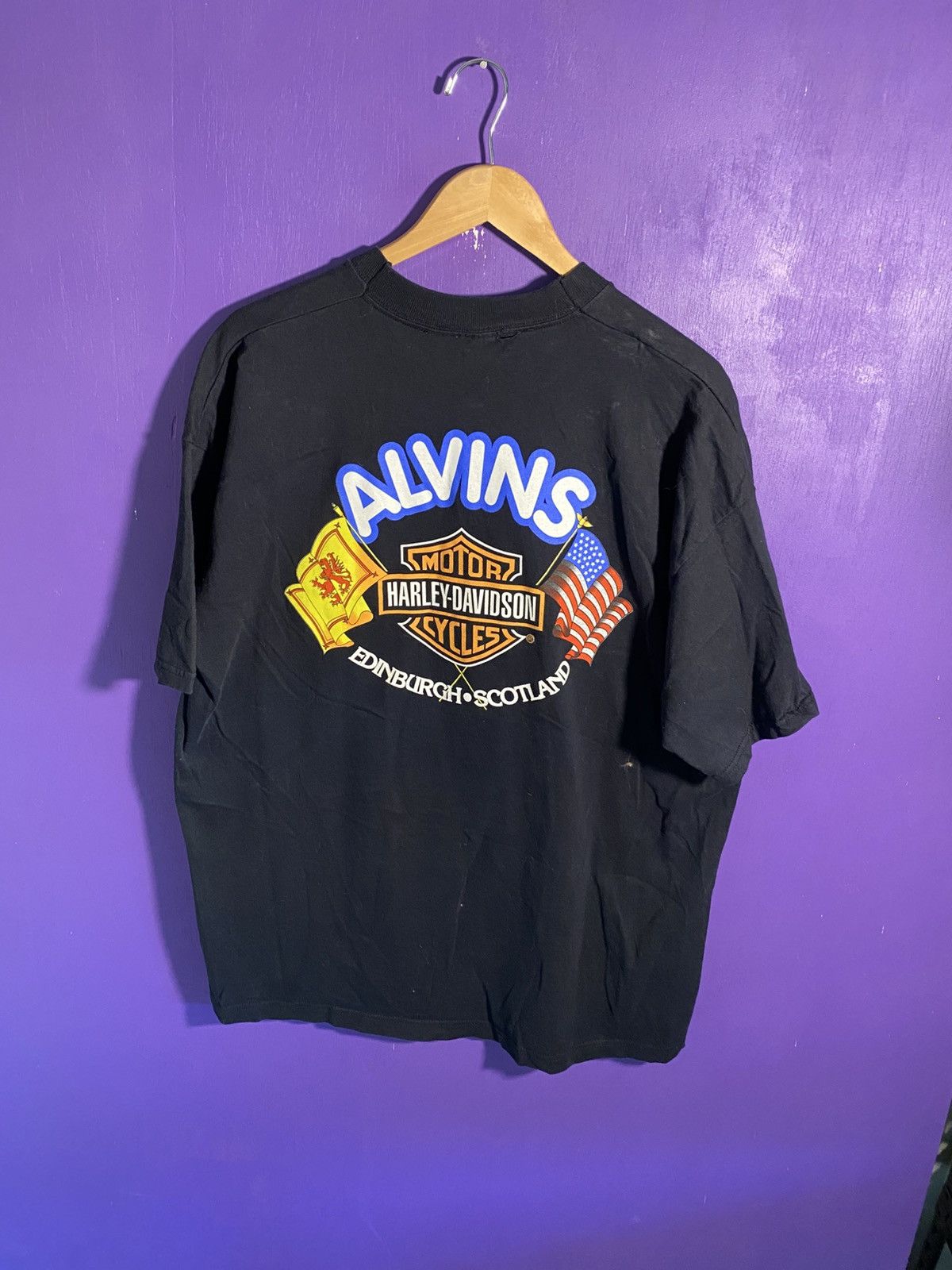 Harley Davidson × Vintage Vintage 90s Harley Davidson Edinburg Scotland t-shirt Size US XXL / EU 58 / 5 - 2 Thumbnail