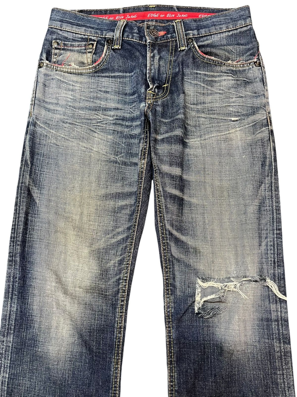 Beauty Beast × Edwin Vintage Edwin 512 Edge Of Blue Jeans Flare Distressed Denim Size US 30 / EU 46 - 2 Thumbnail