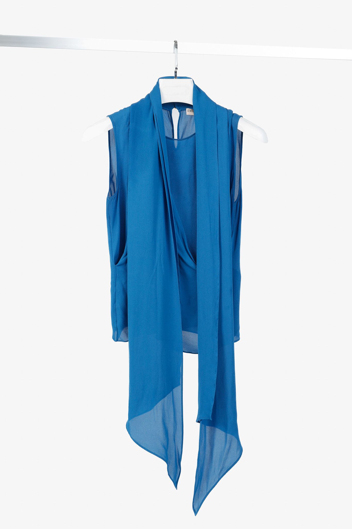 Emilio Pucci Emilio Pucci Blue Silk Crepe Draped Blouse with Scarf Size M / US 6-8 / IT 42-44 - 1 Thumbnail