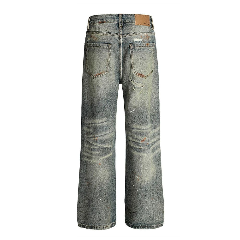 Vintage Men's distressed ink-splashed punk ripped washed jeans Size US 32 / EU 48 - 2 Thumbnail