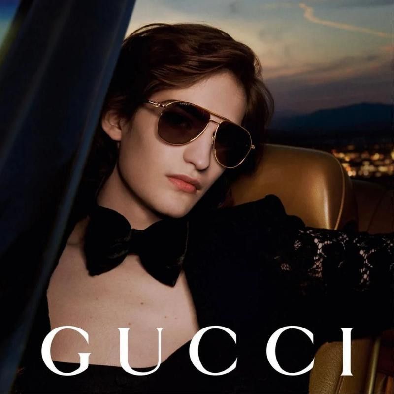 Gucci Gucci GG1220S 002 Sunglasses Gold Aviator Frame, Brown Lense Size ONE SIZE - 3 Thumbnail