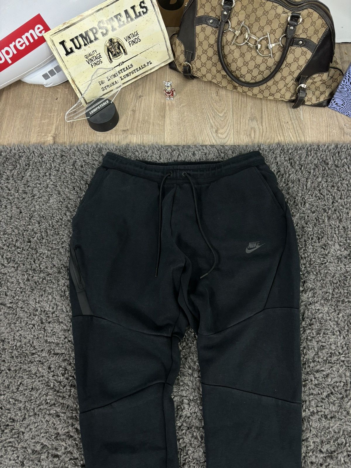 Designer × Nike Drill Uk Swag Sweatpants Nike Tech Fleece Drippy Black Size US 32 / EU 48 - 3 Thumbnail