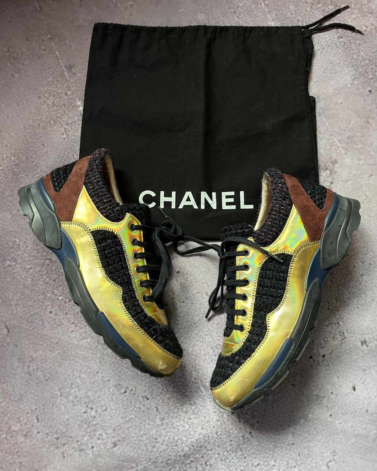 Chanel Chanel Multicolor Tweed,Leather and Suede Sneakers Size US 7.5 / IT 37.5 - 1 Thumbnail