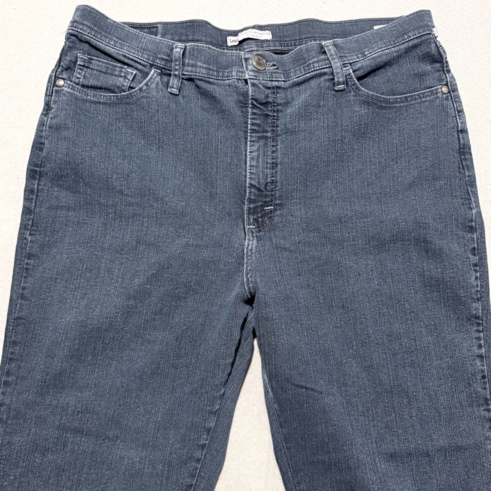 Lee Lee Jeans Women Blue Denim Stretch Pockets Straight Classic Fit 18 Long Size 40" / US 18 - 3 Thumbnail