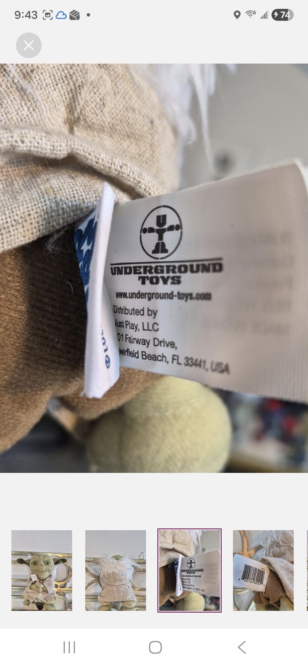 Other Stars Wars × Underground Toys Yoda Plush Size ONE SIZE - 3 Thumbnail