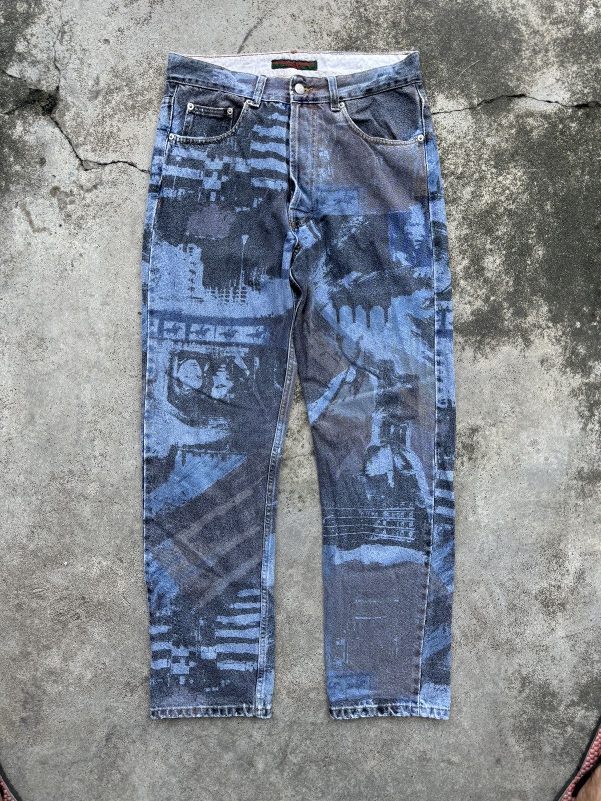Katharine Hamnett London RARE Design🔥Vintage Katharine Hammett printed denim jeans Size US 31 - 2 Thumbnail