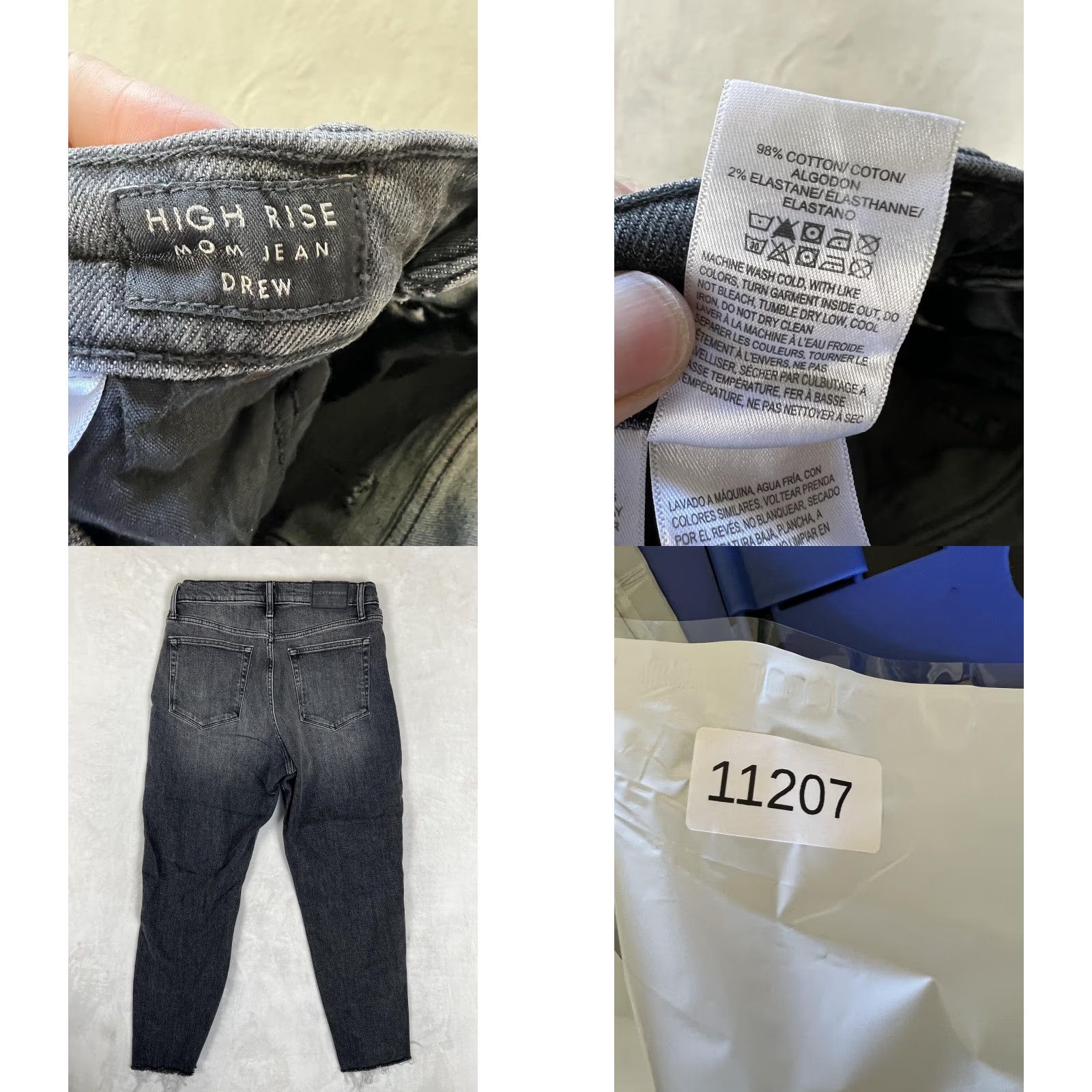 Lucky Brand Lucky Brand High Rise Mom Drew Jeans Womens 12 Gray Charcoal Distressed Denim Size 34" / US 12 / IT 48 - 8 Thumbnail