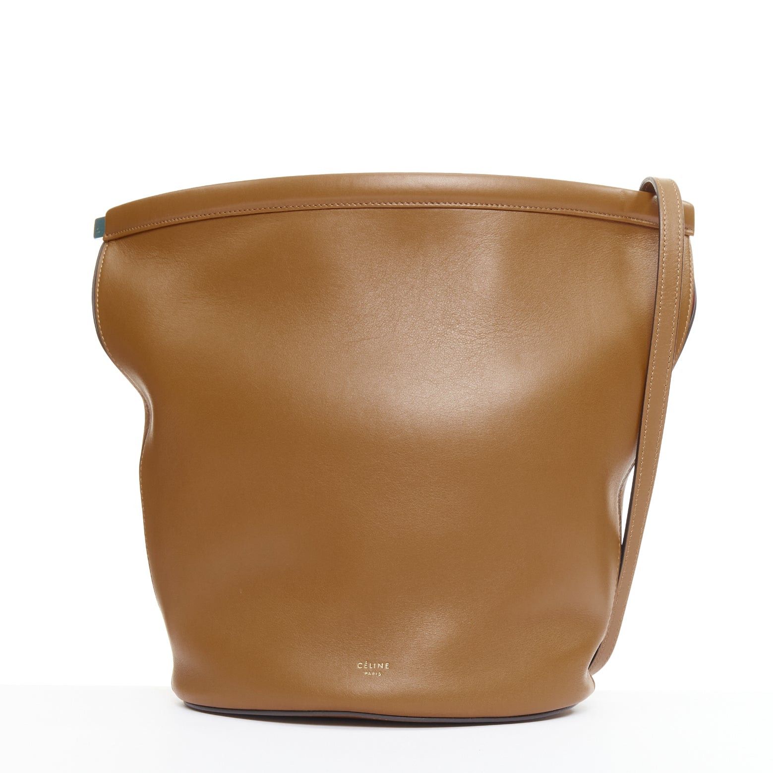 Celine CELINE 2018 Phoebe Philo Clasp Bucket tan brown smooth calf leather metal clasp shoulder bag Size ONE SIZE - 1 Thumbnail