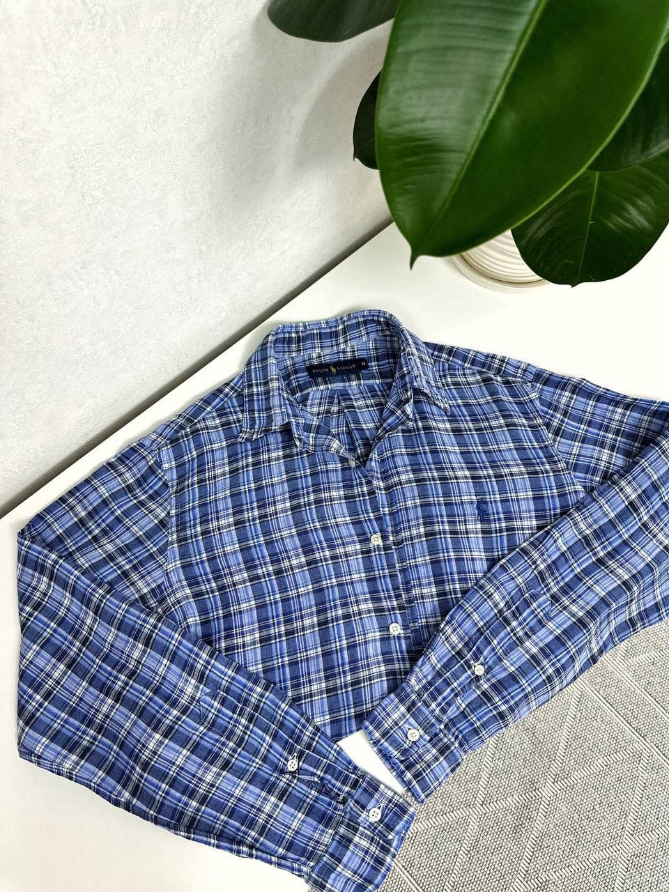 Polo Ralph Lauren Ralph Lauren Blue Plaid 100% Linen Lightweight Summer Shirt Size M / US 6-8 / IT 42-44 - 1 Thumbnail