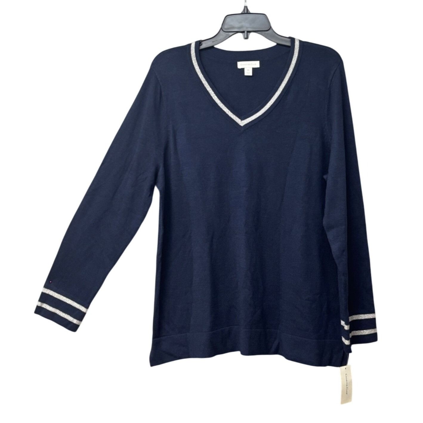 Charter Club Charter Club Metallic Trim Sweater, Intrepid Blue, Sz. XXL Size XXL / US 16-18 / IT 52-54 - 3 Thumbnail