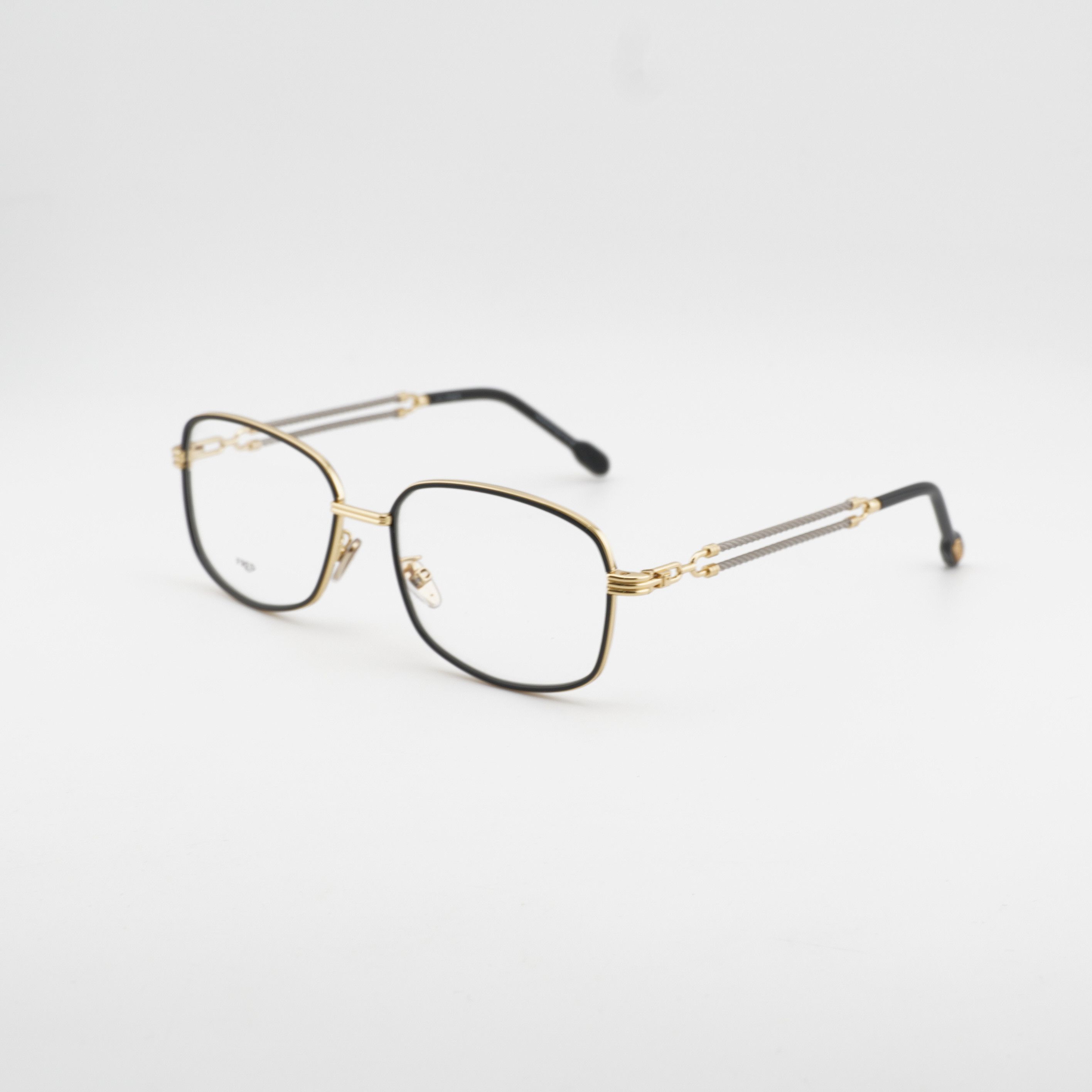 FRED Fred FG50065U 001 Eyeglasses Gold / Black 56mm Rectangle Size ONE SIZE - 1 Thumbnail