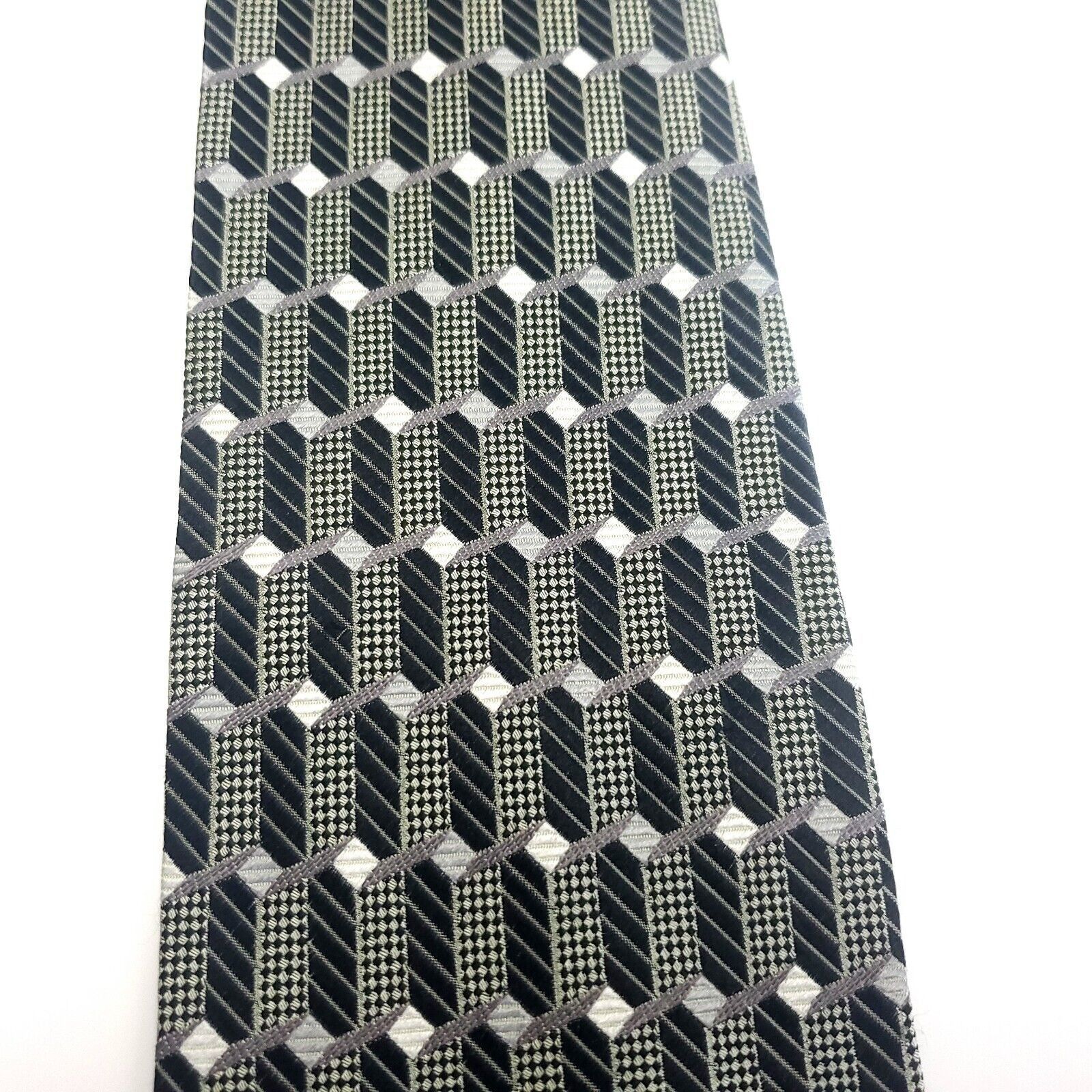 Designer Roberto Villini Gray Silk Tie Woven Geometric Micro Check Size ONE SIZE - 2 Thumbnail
