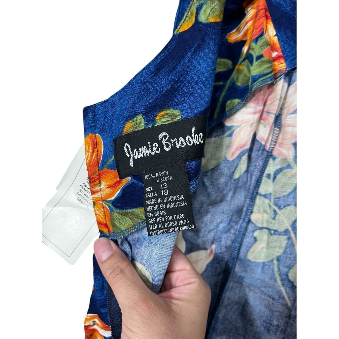 Other Vintage Jamie Brooke 90s Blue Flower Print Maxi Dress Size 13 Size M / US 6-8 / IT 42-44 - 9 Thumbnail