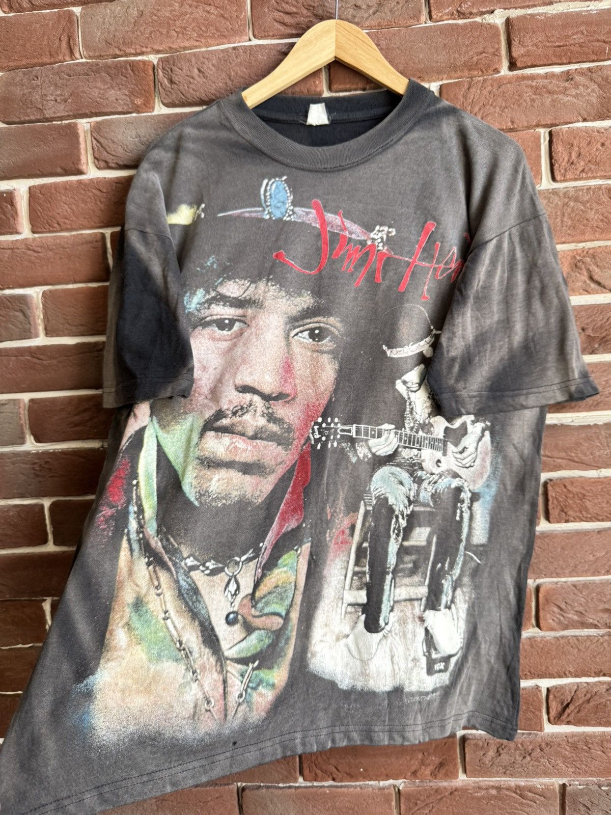 Vintage Vintage 90s Jimi Hendrix Faded Band Rock Black T-shirt l Size US L / EU 52-54 / 3 - 5 Thumbnail